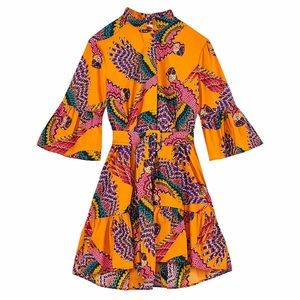 Farm Rio Beaded Macaws Mini Dress, Beaded Macaws